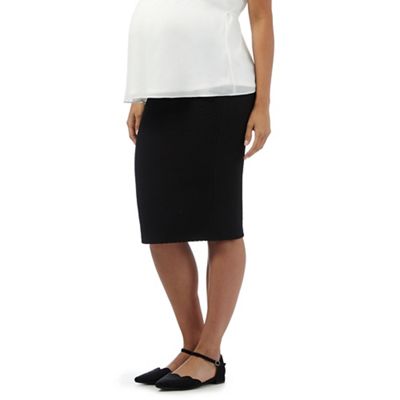 Black textured maternity pencil skirt